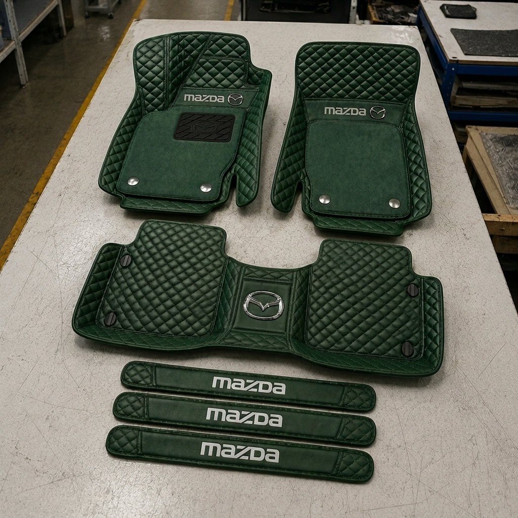 Premium Genuine Leather Car Mat Set — Elegant Protection for Your Vehicle