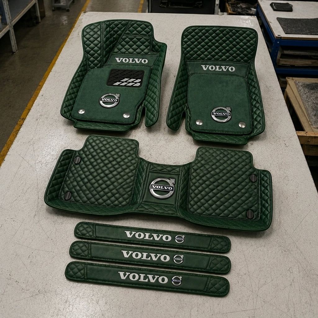 Premium Genuine Leather Car Mat Set — Elegant Protection for Your Vehicle