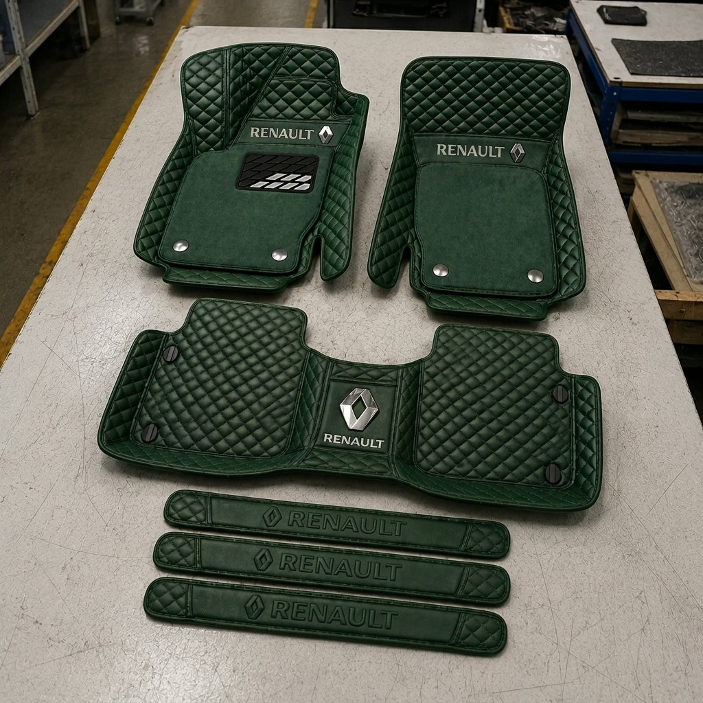 Premium Genuine Leather Car Mat Set — Elegant Protection for Your Vehicle