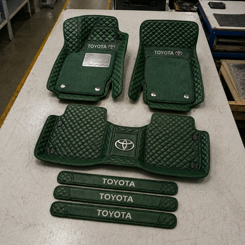 Premium Genuine Leather Car Mat Set — Elegant Protection for Your Vehicle