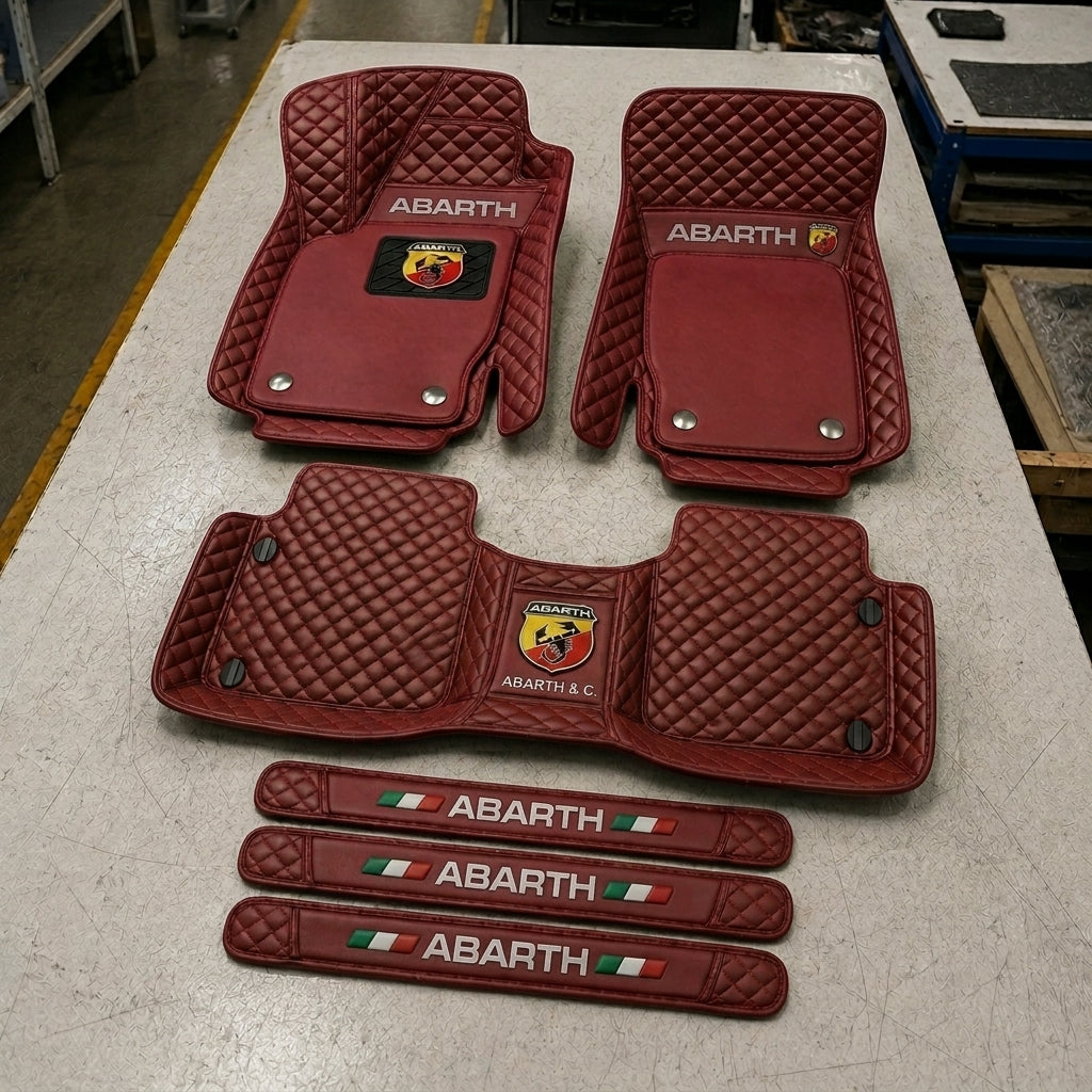 Premium Genuine Leather Car Mat Set — Elegant Protection for Your Vehicle