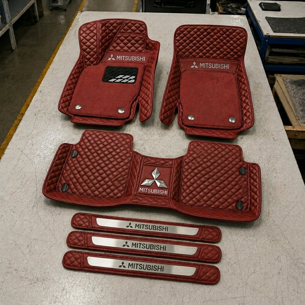Premium Genuine Leather Car Mat Set — Elegant Protection for Your Vehicle