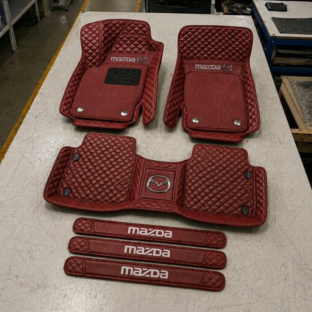 Premium Genuine Leather Car Mat Set — Elegant Protection for Your Vehicle