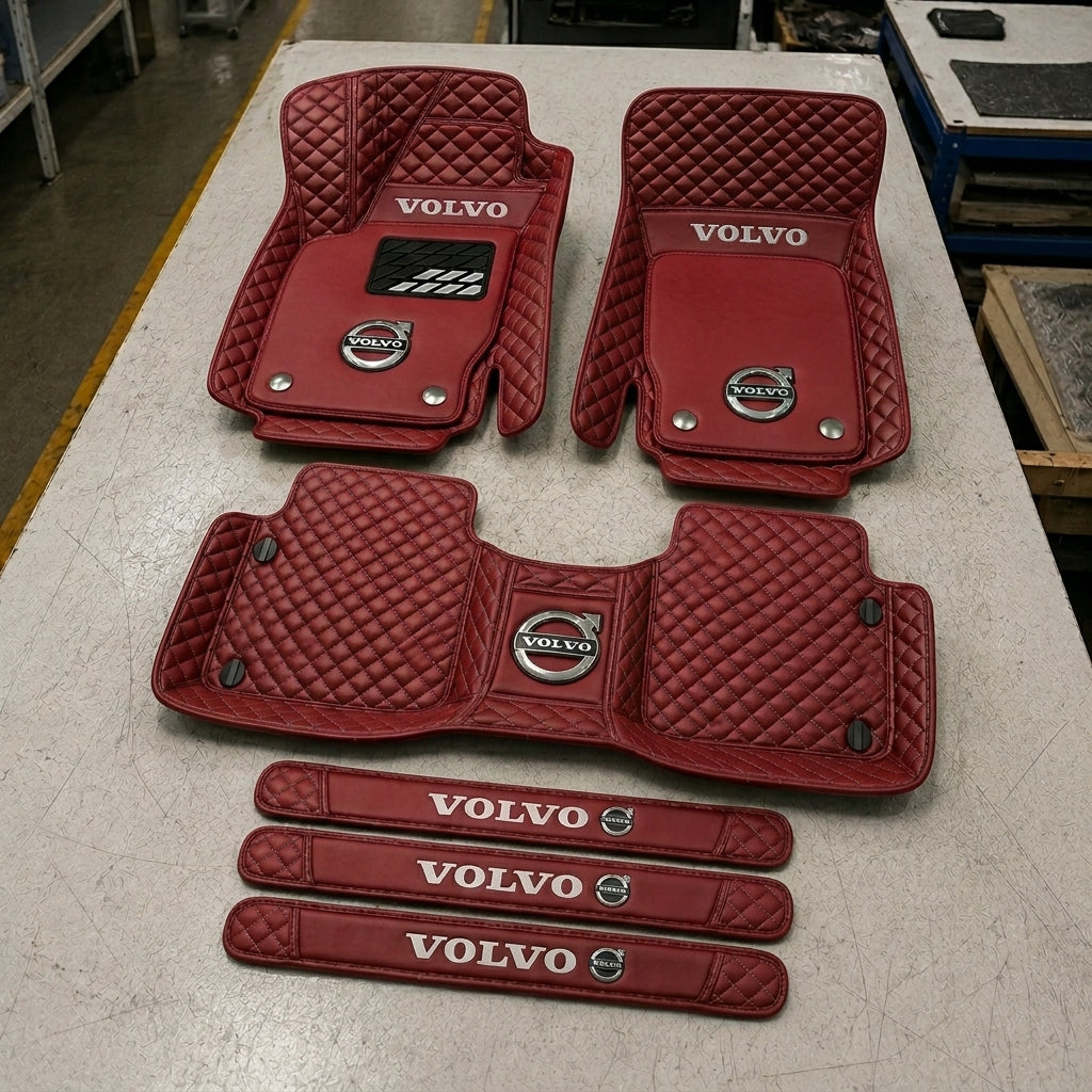 Premium Genuine Leather Car Mat Set — Elegant Protection for Your Vehicle