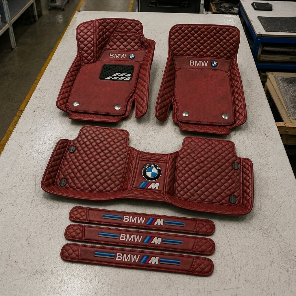Premium Genuine Leather Car Mat Set — Elegant Protection for Your Vehicle