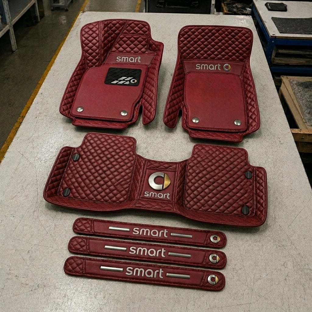 Premium Genuine Leather Car Mat Set — Elegant Protection for Your Vehicle