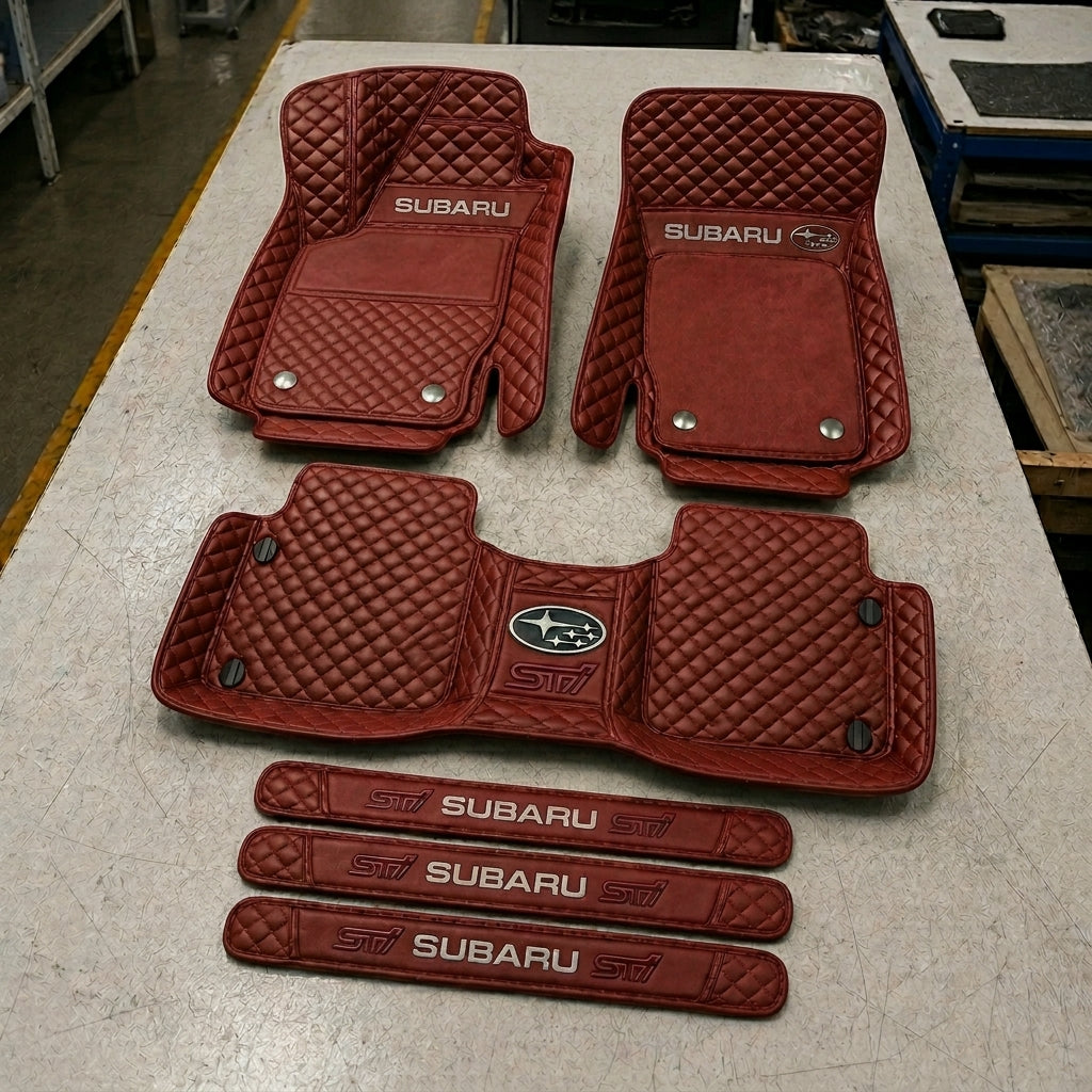Premium Genuine Leather Car Mat Set — Elegant Protection for Your Vehicle