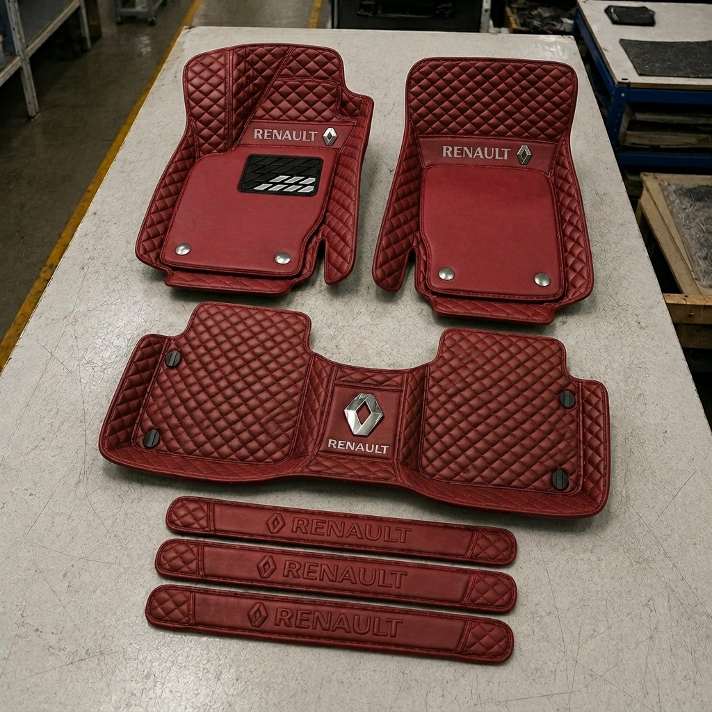 Premium Genuine Leather Car Mat Set — Elegant Protection for Your Vehicle